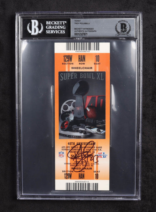 Troy Polamalu Signed Super Bowl XL Ticket (Beckett)