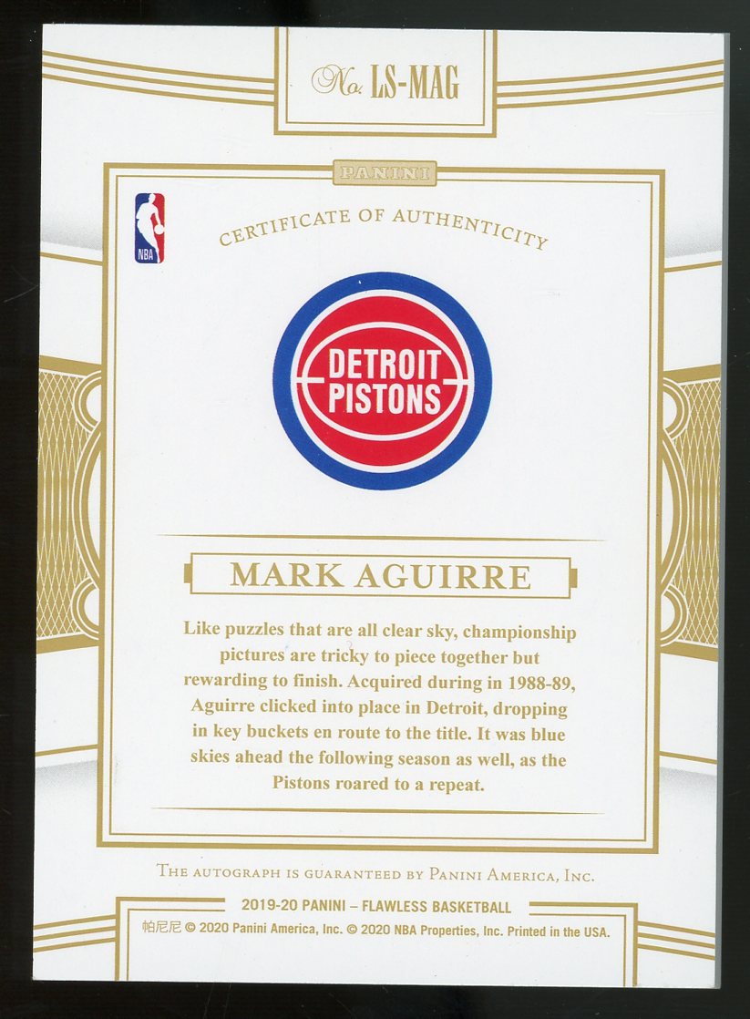 Mark Aguirre 2019 Panini Flawless Legendary Scripts Lmt. Ed Autograph Basketball Card #LS-MAG - #3 of 10