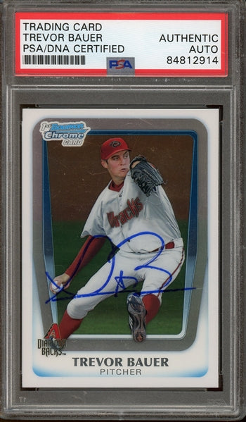 Trevor Bauer Signed 2011 Bowman Chrome 1st Bowman #BDPP9- PSA Authentic - Rookie Card