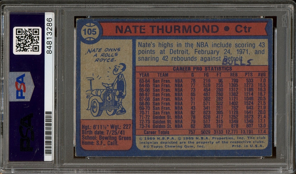 Nate Thurmond Signed 1974 Topps Basketball Card #105 (PSA/DNA Encapsulated)