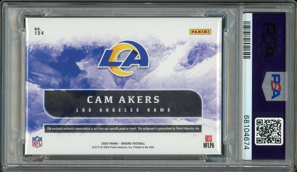 Cam Akers 2020 Panini Origins RPA Jumbo Patch Autograph Rookie Football Card #124 - Graded NM-MT 8 (PSA)- Pop 4