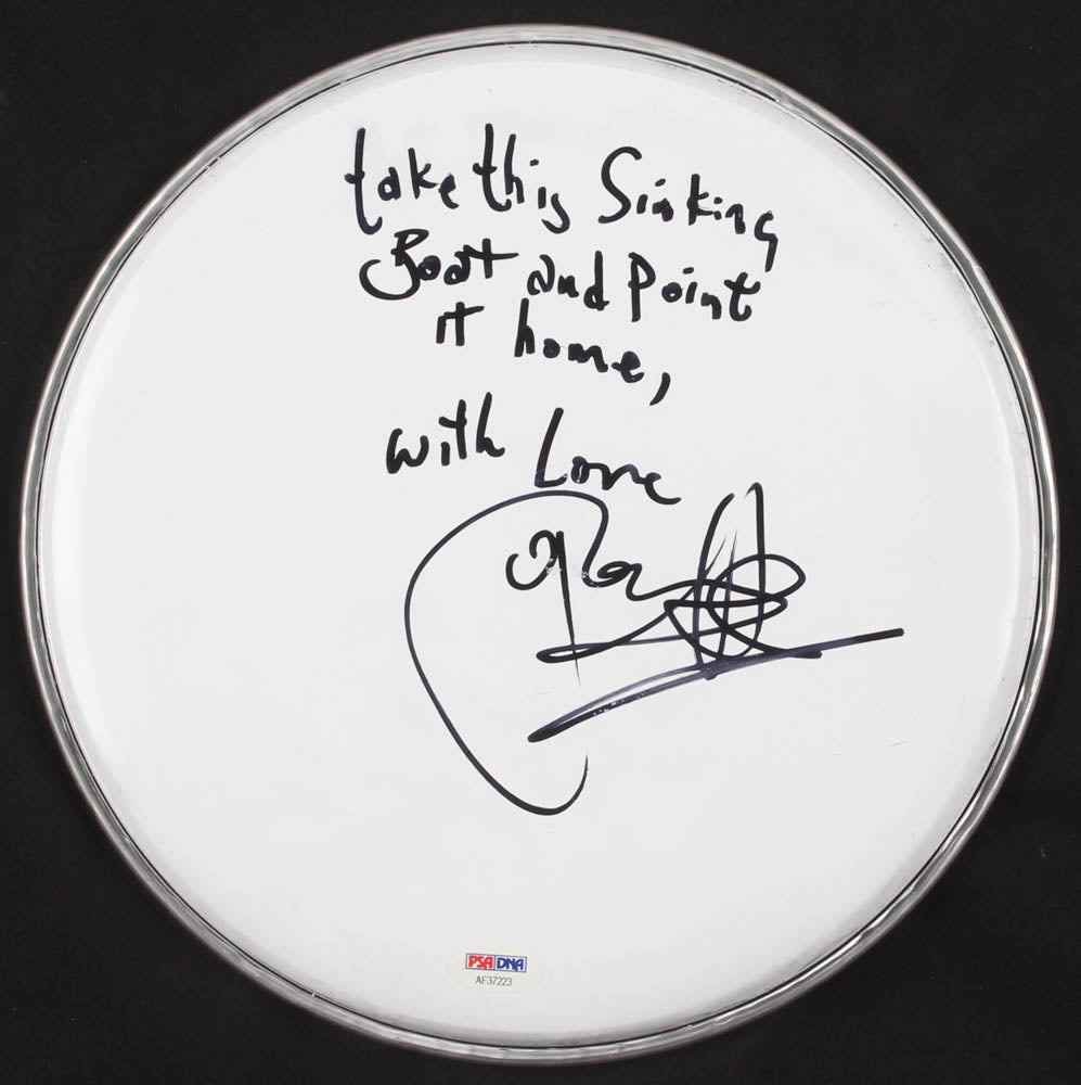 Glen Hansard Signed Drum Head Inscribed "Take This Sinking Boat and Point It Home" & "With Love" (PSA COA) - Irish Singer