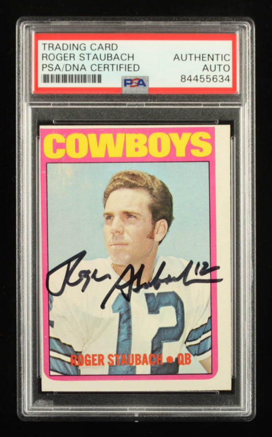 Roger Staubach Signed 1972 Topps #200 RC (PSA) - Rookie Card