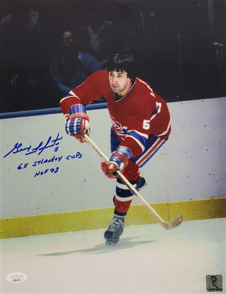 Guy Lapointe "6x Stanley Cups" & "HOF 93" Signed (JSA COA) Montreal Canadiens 11x14 Photo