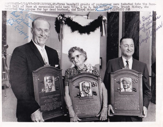 Red Ruffing & Lloyd Waner Dual Inscribed & Signed (JSA COA) Baseball Hall of Fame Induction 7x9 Photo