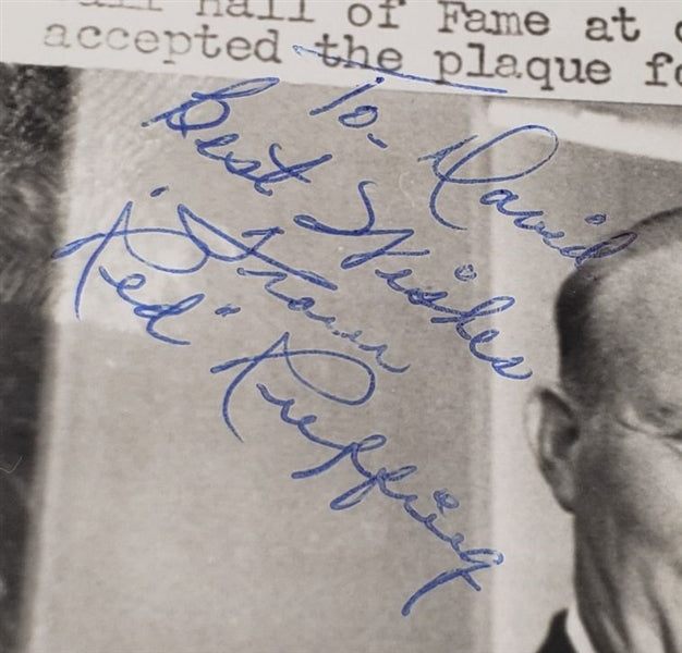 Red Ruffing & Lloyd Waner Dual Inscribed & Signed (JSA COA) Baseball Hall of Fame Induction 7x9 Photo