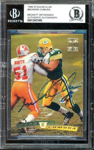 Mark Chmura Signed 1996 Stadium Club #89- BAS Authentic