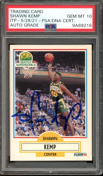 Shawn Kemp Signed 1990 Fleer #178 - Auto Graded Gem Mint 10! (PSA/DNA) - Rookie Card