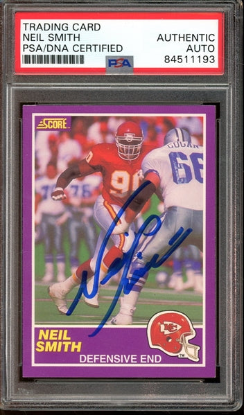 Neil Smith Signed 1989 Score Supplemental #407S (PSA/DNA) - Rookie Card