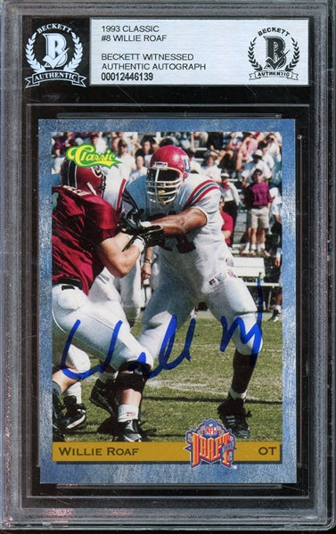 Willie Roaf Signed 1993 Classic #8 (BAS Encapsulated) - Rookie Card