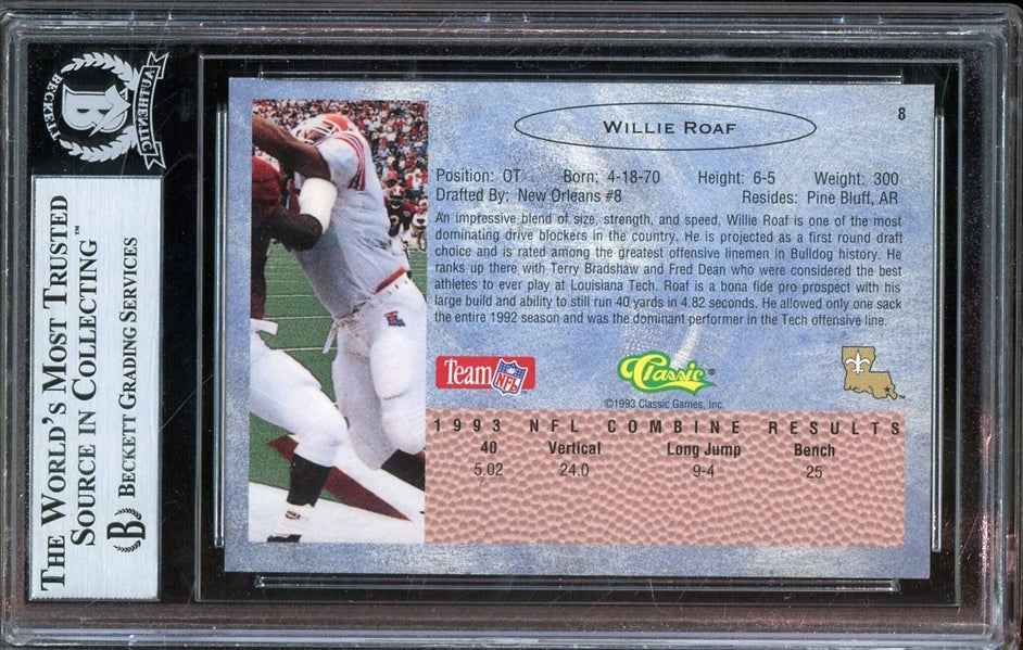 Willie Roaf Signed 1993 Classic #8 (BAS Encapsulated) - Rookie Card