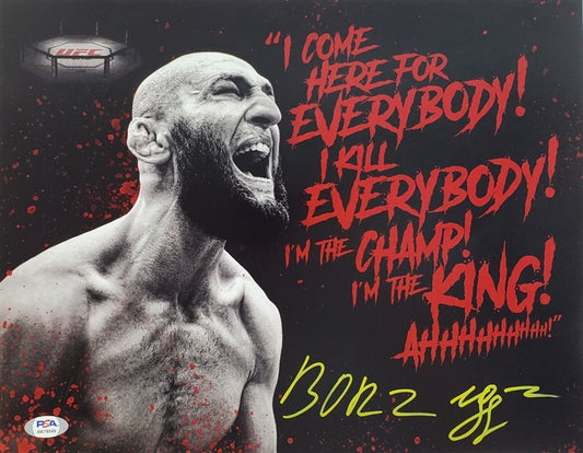 Khamzat “Borz” Chimaev Signed UFC “I Kill Everybody” 11x14 Photo (PSA/DNA COA)