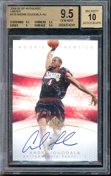 Andre Iguodala 2004-05 SP Authentic Limited Autographed #179- #31 of 100!- Graded Gem Mint 9.5 (BGS) - Rookie Card