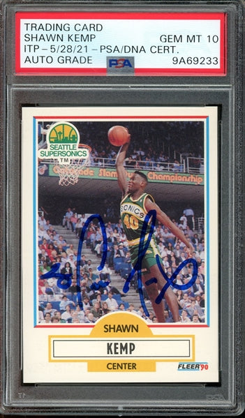 Shawn Kemp Signed 1990 Fleer #178- Auto Graded Gem Mint 10 - PSA/DNA ITP - Rookie Card
