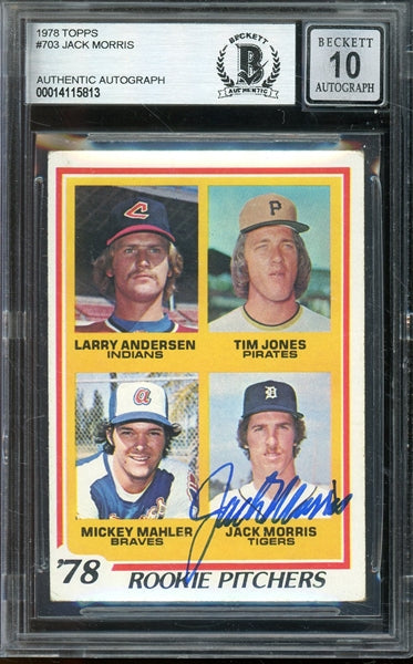 Jack Morris Signed 1978 Topps #703- Auto Graded Gem Mint 10 (BAS) - Rookie Card