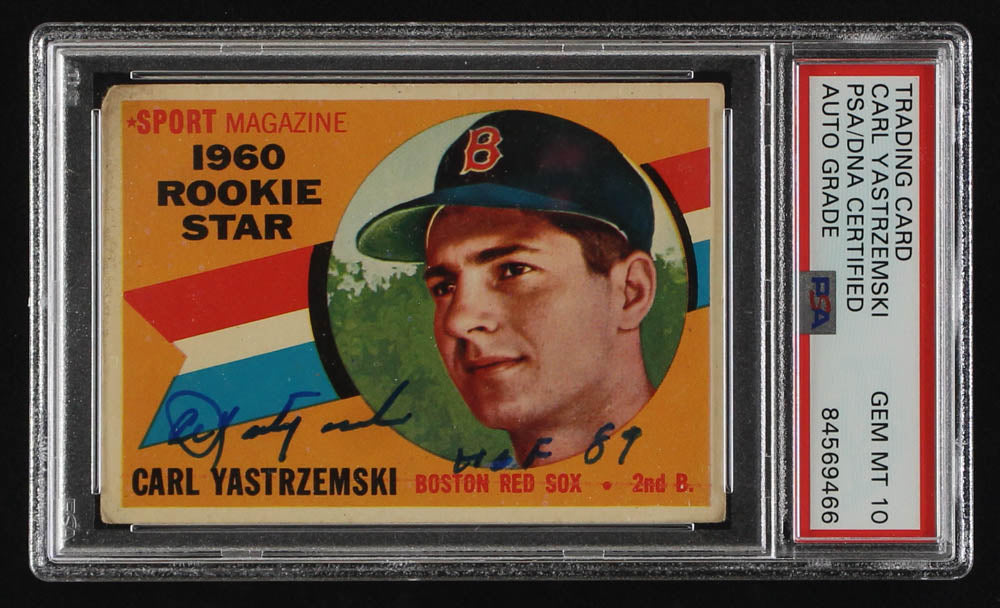 Carl Yastrzemski Signed 1960 Topps #148 RS - Autograph Graded (PSA) 10 - Rookie Card