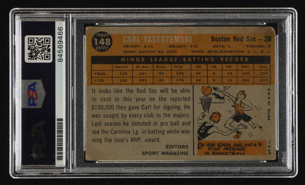 Carl Yastrzemski Signed 1960 Topps #148 RS - Autograph Graded (PSA) 10 - Rookie Card