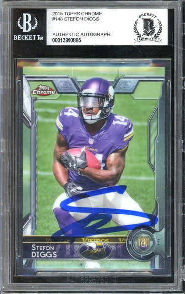 Stefon Diggs Signed 2015 Topps Chrome #148 (BAS Authentic) - Rookie Card