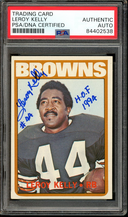 Leroy Kelly signed "#44” 1972 Topps  #70- PSA/DNA Authentic