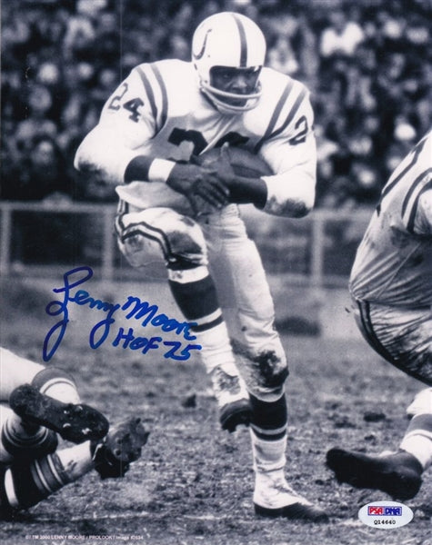 Lenny Moore "HOF 75" Signed Baltimore Colts 8x10 Photo (PSA/DNA COA)