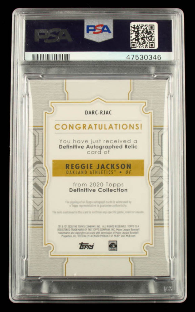 Reggie Jackson 2020 Topps Definitive Collection Definitive Autograph Relics Green #DARCRJAC #9/10 (PSA 9) - Autograph Graded PSA 10