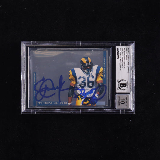 Jerome Bettis & Eric Dickerson Signed 1994 Collector's Choice Then and Now #1 - Autograph Graded Beckett (BGS) 10