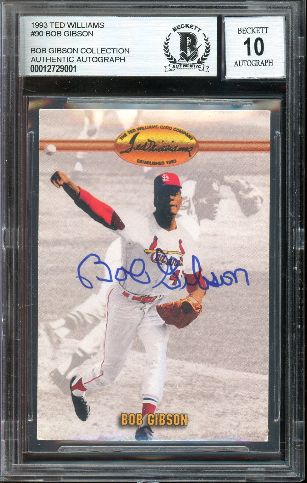 Bob Gibson Signed 1993 Ted Williams Co. #90 - Auto Graded 10 (BAS Encapsulated)