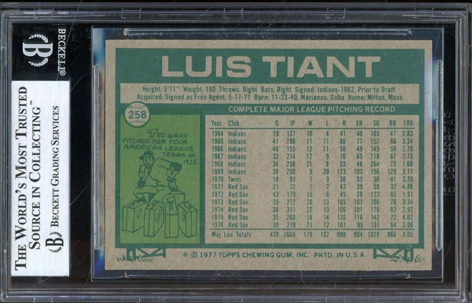 Luis Tiant Signed 1977 Topps Baseball Card #258- BAS Authentic