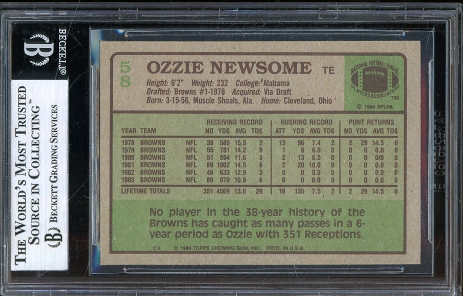 Ozzie Newsome "HOF 99" Signed 1984 Topps #58- BAS Authentic