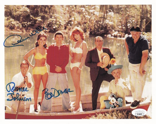 Dawn Wells, Russell Johnson, & Bob Denver Signed (JSA COA) Gilligans Island 8x10 Photo