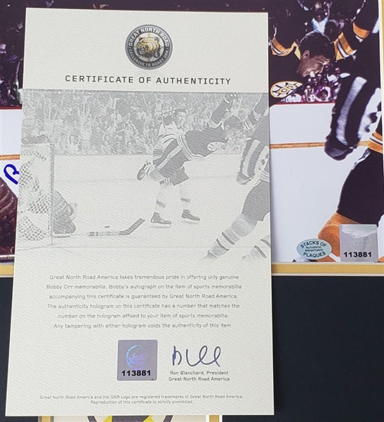 Bobby Orr Signed Photo in Matted Display (SOP & GNR COAs)