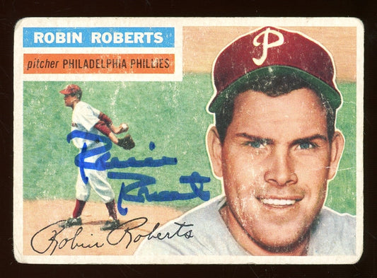 Robin Roberts Signed 1956 Topps Baseball Card #180 (JSA COA)