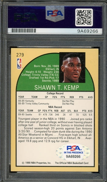 Shawn Kemp Signed 1990 Hoops #279- PSA/DNA ITP Authentic - Rookie Card