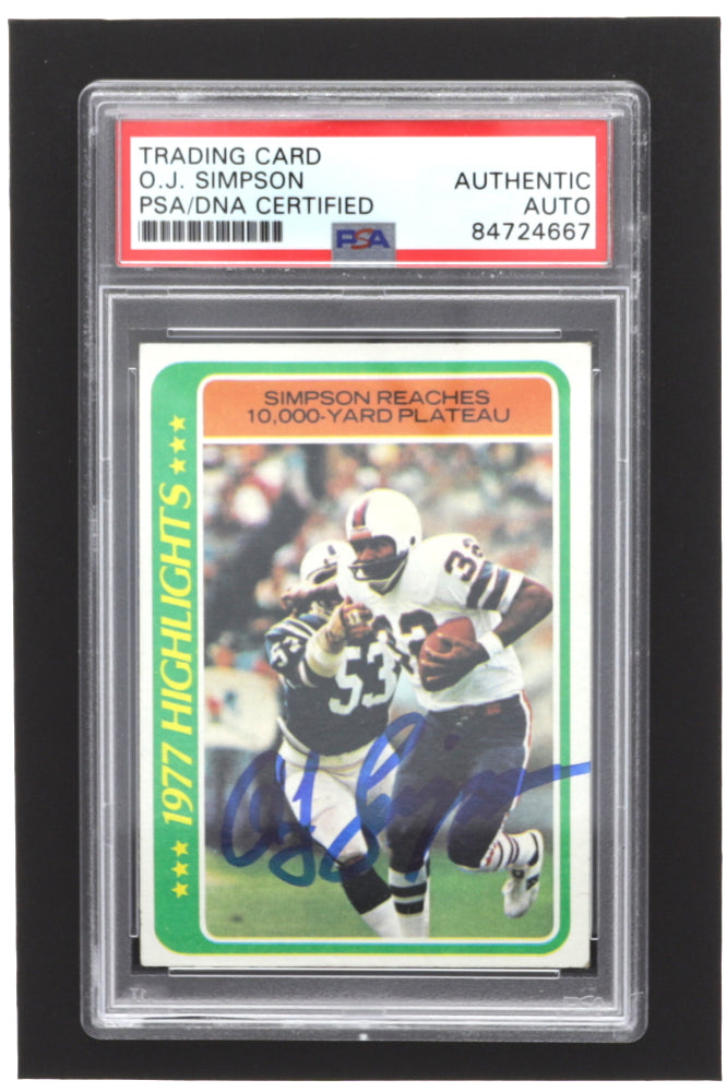 O.J. Simpson Signed 1978 Topps #4 HL (PSA)