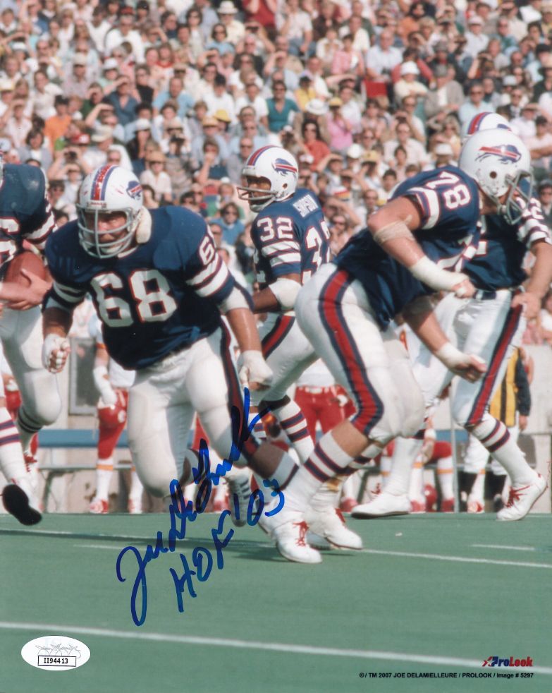 Joe DeLamielleure Signed Bills 8x10 Photo Inscribed "HOF '03" (PSA COA)