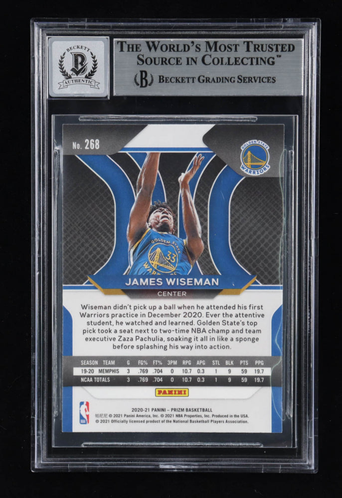 James Wiseman Signed 2020-21 Panini Prizm #268 RC (BGS) - Autograph Graded Beckett 10 - Rookie Card