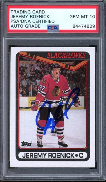 Jeremy Roenick Signed 1990 Topps #7 - Auto Graded Gem Mint 10 - (PSA/DNA Encapsulated) - Rookie Card