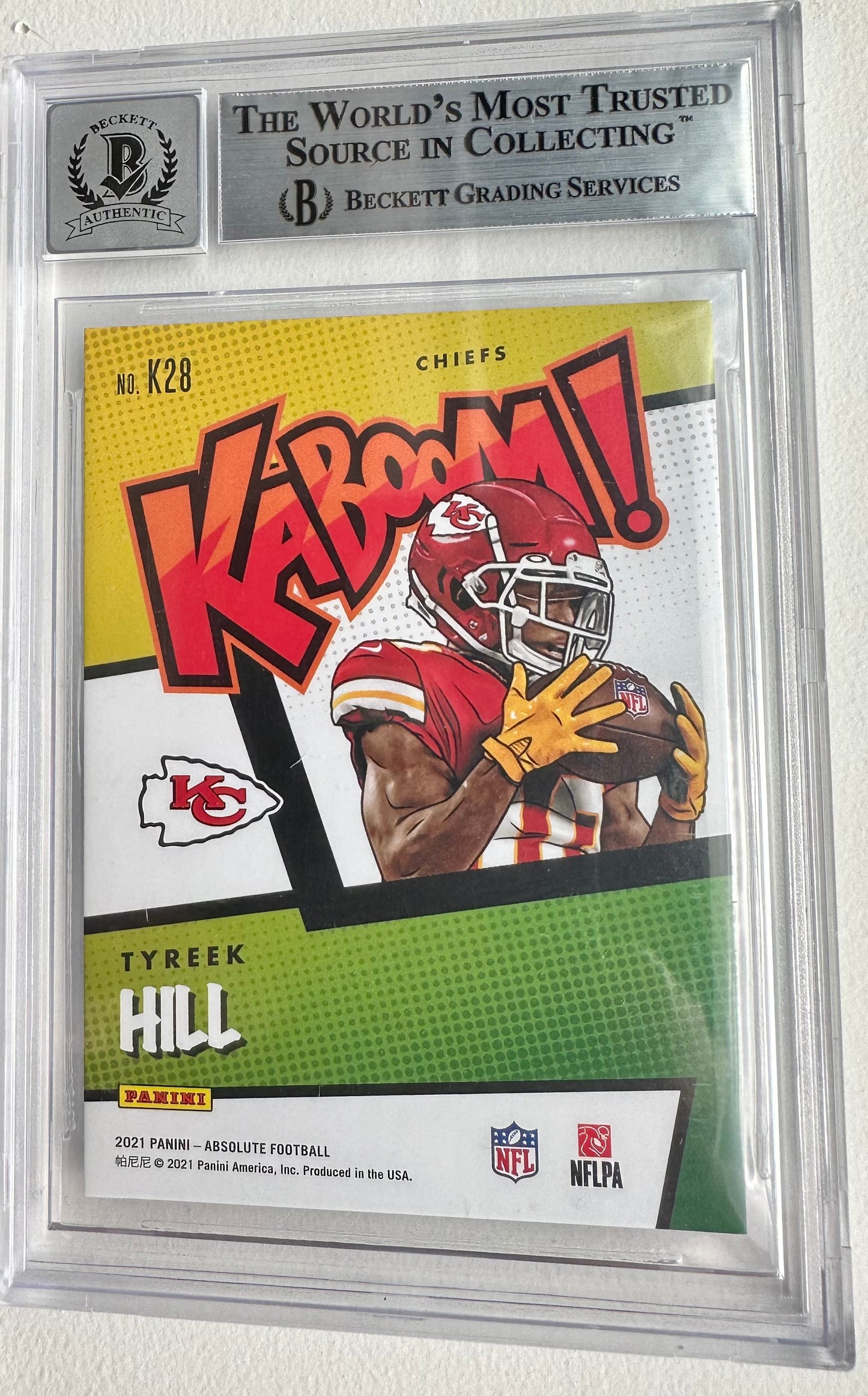 Tyreek Hill Signed 2021 Absolute Kaboom #K28 - Auto Graded Beckett (BGS) 10