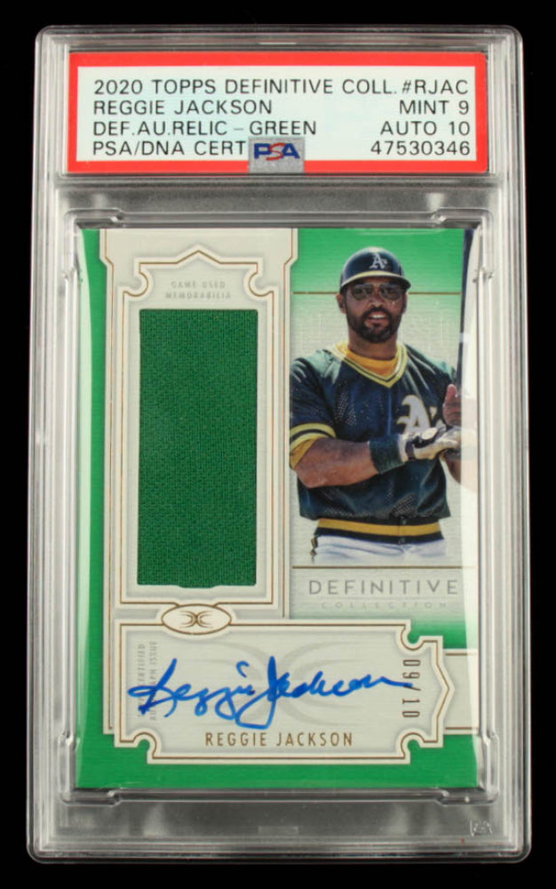 Reggie Jackson 2020 Topps Definitive Collection Definitive Autograph Relics Green #DARCRJAC #9/10 (PSA 9) - Autograph Graded PSA 10