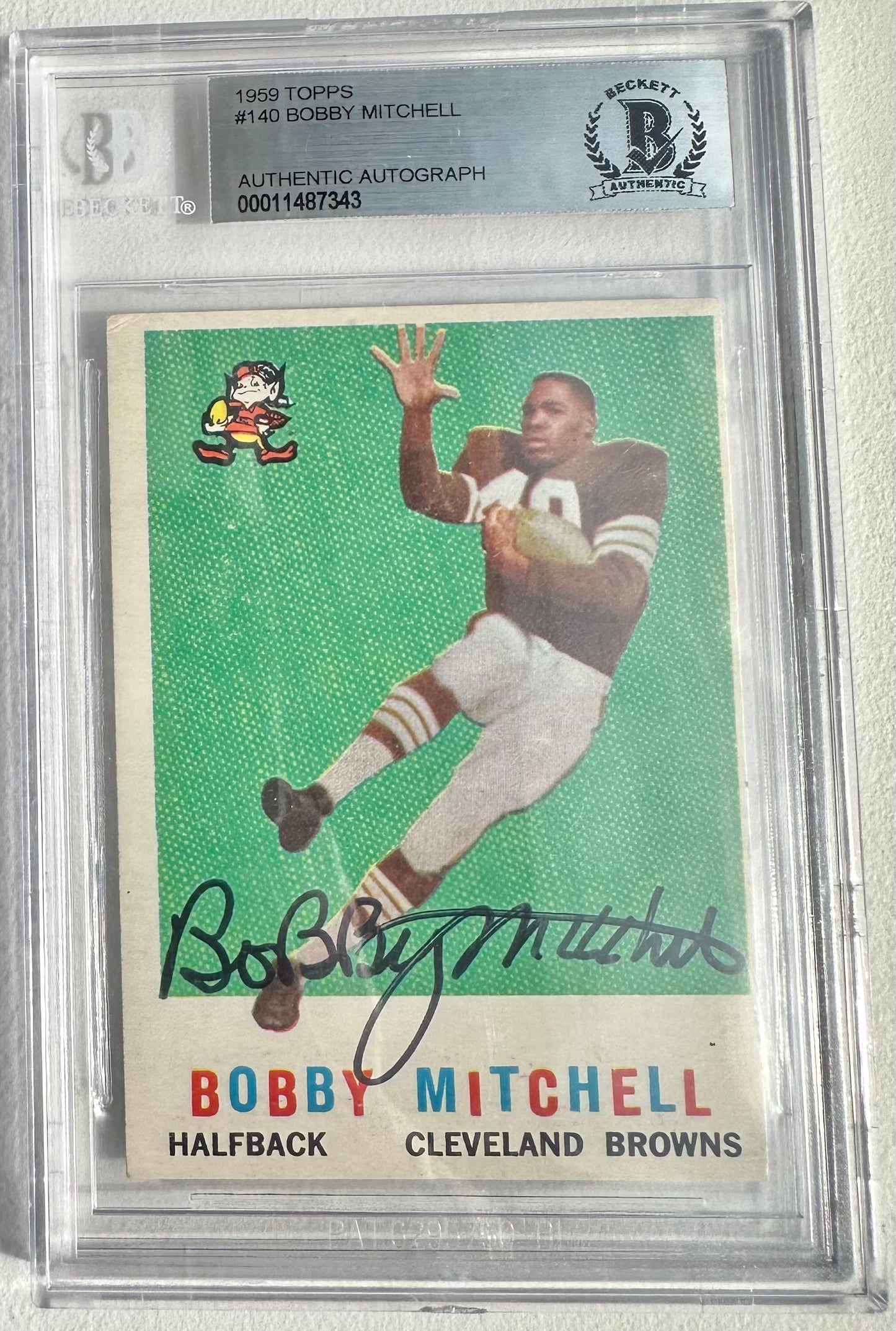 Bobby Mitchell Signed 1959 Topps #140 (BGS) - Rookie Card