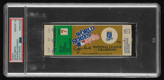 Ozzie Smith Signed 1985 World Series Game 7 Ticket - Autograph Graded PSA 10