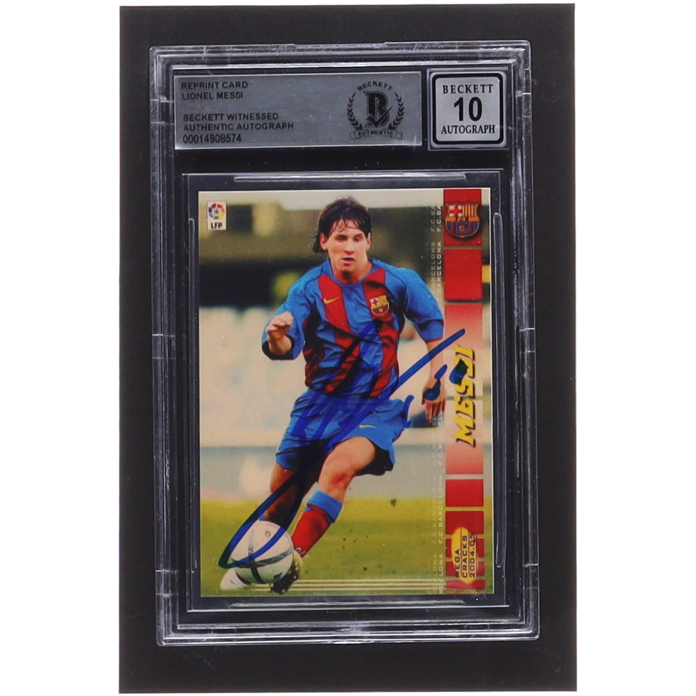 Lionel Messi Signed 2004-05 Panini Megacracks #71 Rookie Card Reprint (BGS)