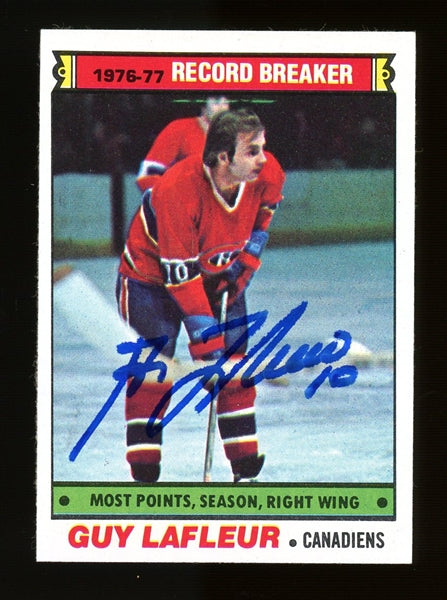 Guy LaFleur Signed 1977 Topps Record Breaker #214 (JSA COA)