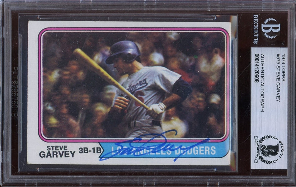 Steve Garvey Signed Dodgers 1974 Topps #575- BAS Authentic