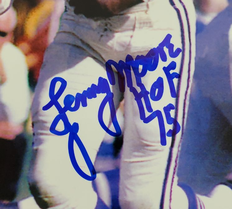 Lenny Moore Signed Colts 8x10 Photo Inscribed "HOF 75" (JSA COA)