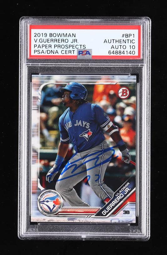 Vladimir Guerrero Jr. Singed 2019 Bowman Prospects #BP1 RC - Rookie Card / Autograph Graded (PSA) 10