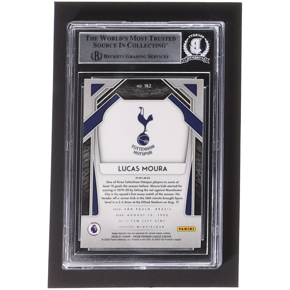 Lucas Moura Signed 2020-21 Panini Prizm English Premier League Prizms Red White and Blue #162 (BGS)