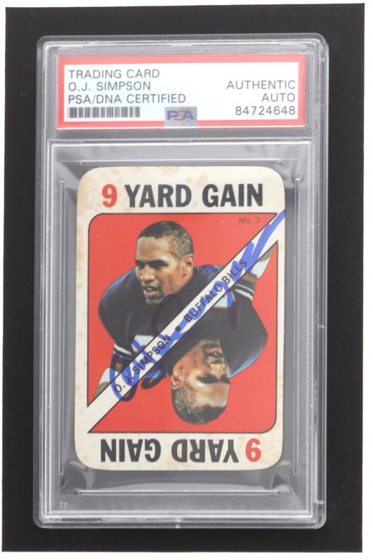 O.J. Simpson Signed 1971 Topps Game Inserts #7 (PSA)