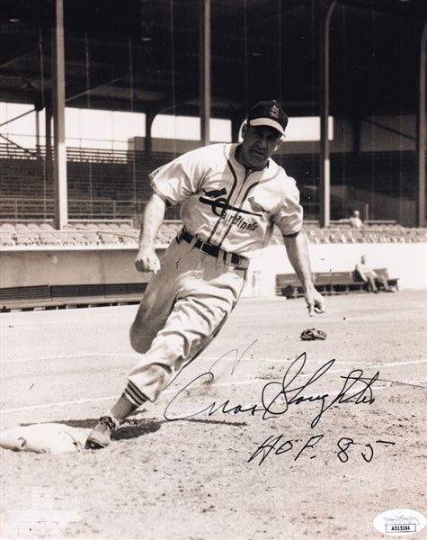 Enos Slaughter "HOF 85" Signed (JSA COA) St. Louis Cardinals 8x10 Photo