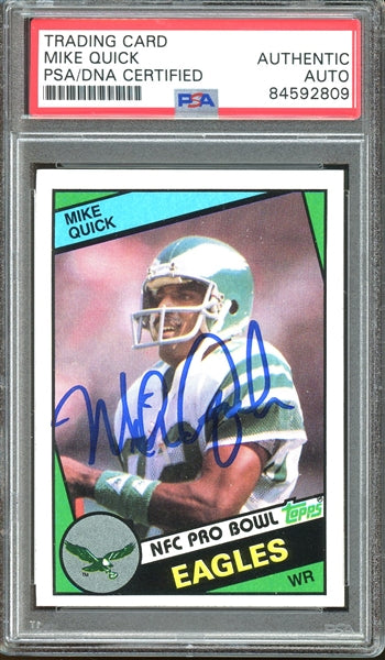 Mike Quick Signed 1984 Topps Pro Bowl Football Card #333 (PSA/DNA Encapsulated)